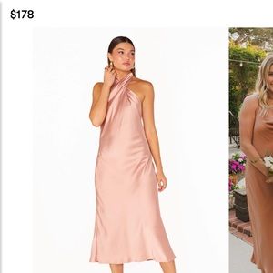 Express Silk Midi Halter Dress in Blush